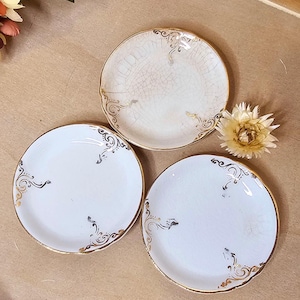 Vintage Butter Pats - Set of Three Gold Trimmed Crazed
