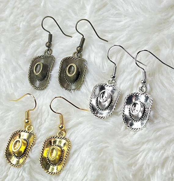 Western Charm: Dainty Handmade Cowboy Hat Earrings - Cowgirl Jewelry