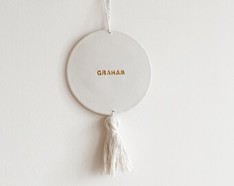 Personalised Clay hanging with macrame | Wall decoration | Name gift