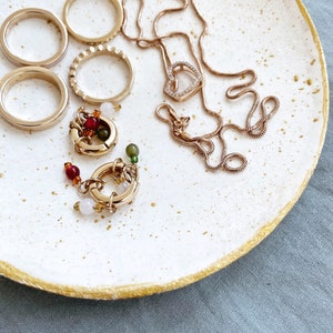 Splatter Jewelry Dish Gold and White Ceramic Ring Dish Trinket Dish Gift Engagement Ring Dish image 3