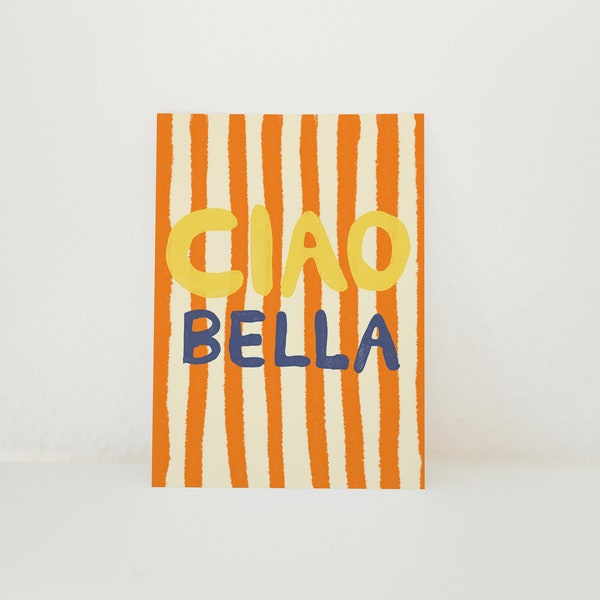 Postkarte Cioa Bella / Italien-Zitat / Sommer/ Typografie / Modern