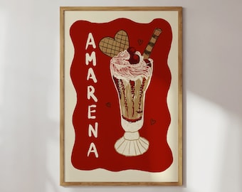 Poster Amarena sundae, gelato, ice cream