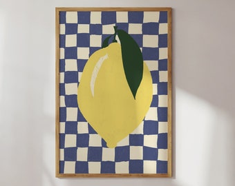 Affiche avec citron sur damier