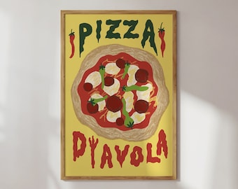 Poster Pizza Diavola décoration de cuisine moderne