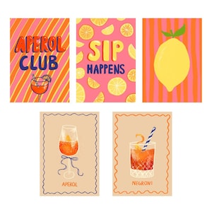Set di cartoline cocktail con 5 carte
