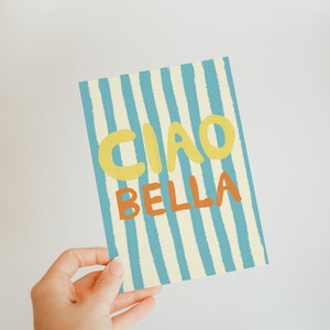 Carte postale Ciao Bella rayures bleu clair image 2