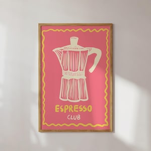 Póster Espresso Club Rosa / Póster de cocina moderna
