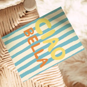 Carte postale Ciao Bella rayures bleu clair image 5