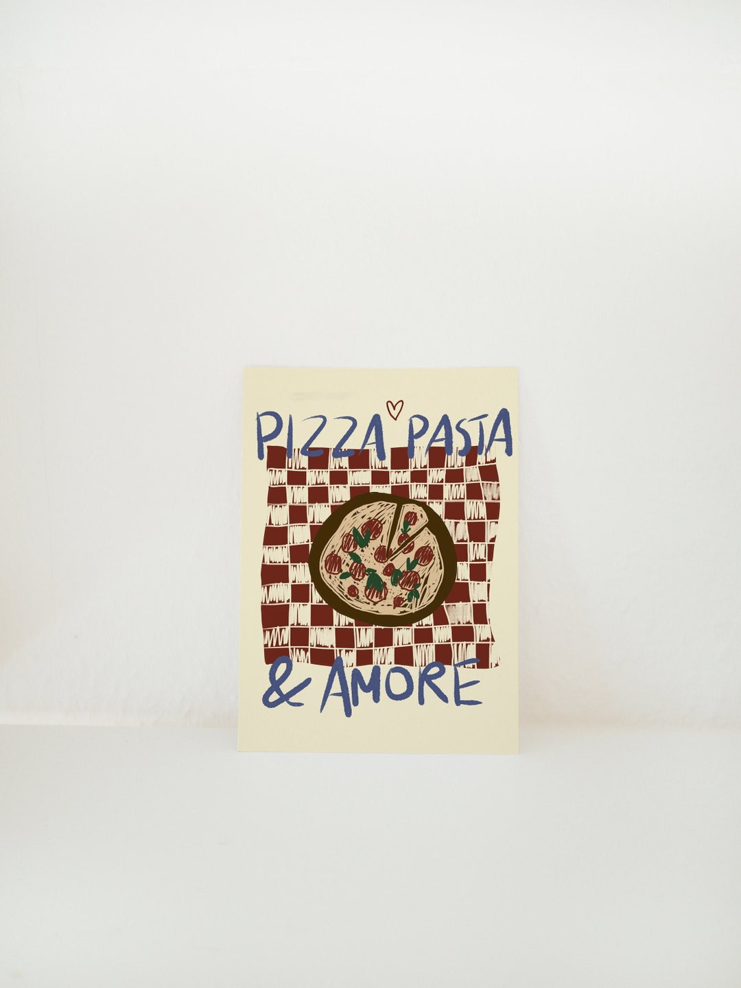 Postcard Pizza Pasta & Amore Illustration / Dolce Vita / Etsy