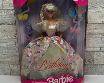 1996 Birthday Barbie Doll 12" Mattel Malaysia, Box Damaged