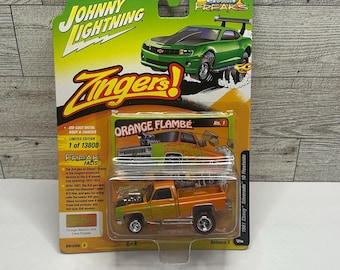 Johnny Lightning 1981 Chevy Silverado Orange Flames Die Cast Truck