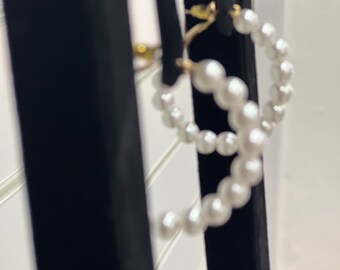 Pearl hoop earrings