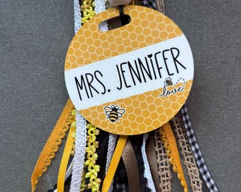 Personalized Bee Bag Tag: Bogg Bag, Backpack Charm