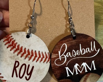 Personalized baseball earrings