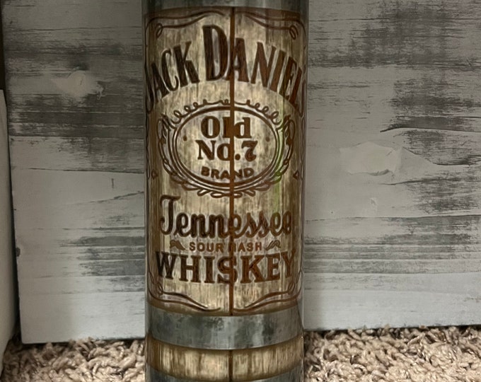 20oz Skinny Tumbler Jack Daniels Barrel. Two Lids and a Straw Etsy