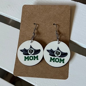 Customized  Junior high, high school or college track & field mom earrings