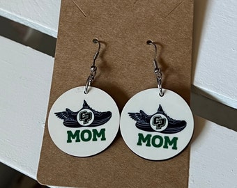 Customized  Junior high, high school or college track & field mom earrings