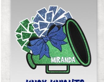 Personalized Cheerleading Bag Tag: Mascot, Pom Pom, Bow