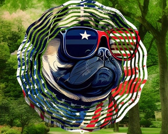 8" PATRIOTIC PUG WINDSPINNER