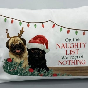 Decorative Christmas Pug Pillowcases 20x12&quot;