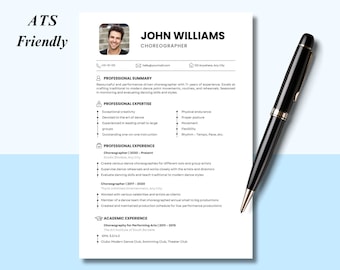 ATS Resume Template Word: Professional, Minimalist CV Canva