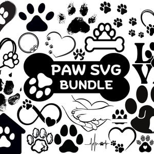 Dog Paw Print SVG Bundle: Animal Silhouette Cut Files (Digital Download)