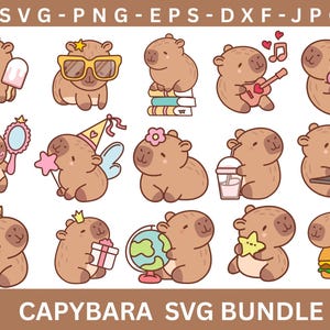 Cute Capybara SVG Bundle,Cute Capybara PNG,Files For Cricut,Digital Sticker,Animal Illustration,Instant Digital Download for Cricut.