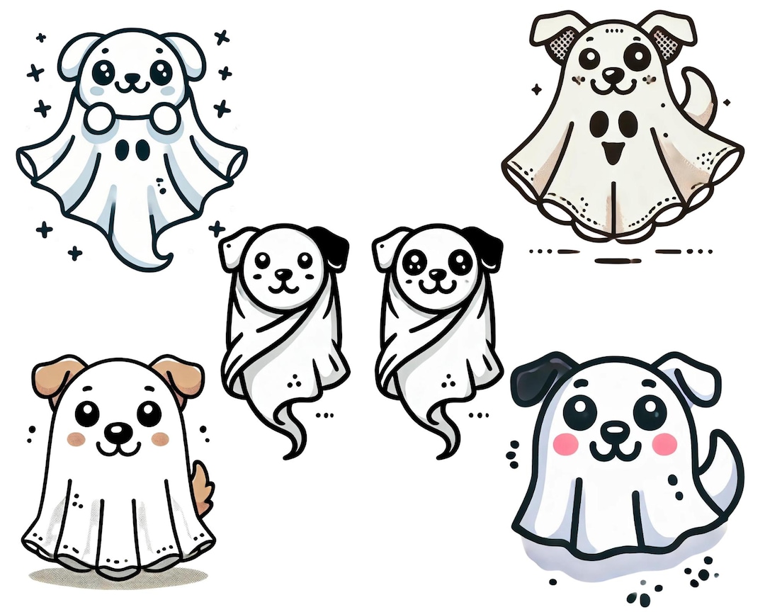 Cute Ghost Dog SVG, Halloween Ghost Dog, Retro Spooky Season SVG ...