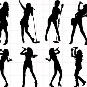 Women Singing song , Singer svg, singing people svg, silhouette, Musician clipart, Singer SVG Cut filles ,Music vector, guitar silhouette