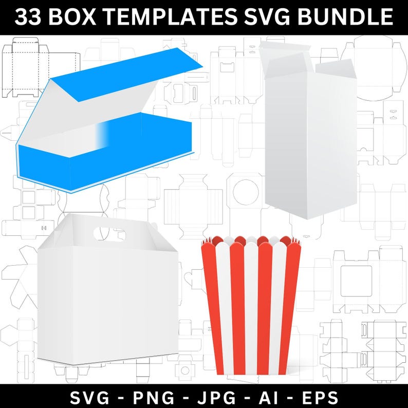 Box Decyptions Box Template SVG Bundle:diy Paper Craft Gift Boxes, Favor Gift, Cutting ...