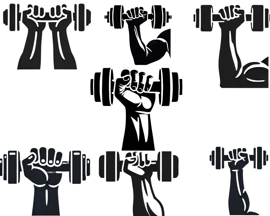 Dumbbell SVG | Workout Clipart | Weightlifting Fitness Silhouette ...