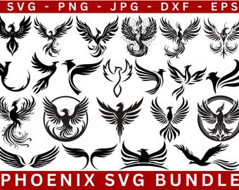 Phoenix SVG Bundle: Vogel Clipart, Schneidedateien (Digitaler Download)