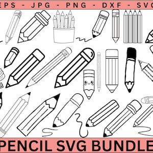 Pencil SVG Bundle: School Clipart, Monogram, Cut File (Digital Download)