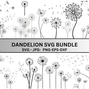 Dandelion Svg Bundle,Dandelion SVG,Cut files for Cricut,Dandelion Blowing Svg,Just Breathe SvgFloral Clipart,Digital Download
