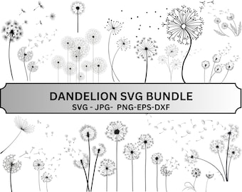 Löwenzahn SVG-Bundle: Blumen Clipart, Schneidedateien (Digitaler Download)