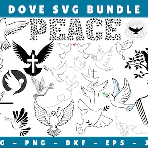 Dove SVG Bundle: Peace, Olive Branch Clipart (Digital Files)