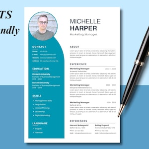 Editable Modern CV TEMPLATE For Microsoft Word,ATS Resume Template Word,Professional Headshot Resume,Professional Cv with photo,Canva resume
