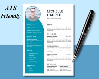 Editable Modern Resume Template: ATS-Friendly CV for Word/Canva