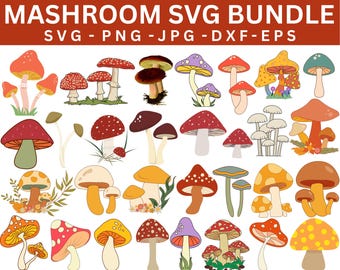 Watercolor Mushroom Clipart Bundle, Nature Illustrations (svg, png, jpg, dxf, eps)