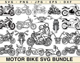 Classic Motorcycle SVG Bundle: Motorbike Silhouette Cut Files (Digital Download)