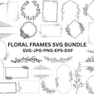 May include: A set of 20 floral frames in black and white. The frames are in various shapes, including circles, squares, rectangles, and ovals. The frames are ideal for adding a touch of elegance to your designs.
