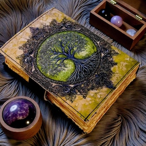 Tree of Life 400 Page Large Grimoire Vintage leather journal, Blank spell book of shadows witchcraft supplies, personalised gifts for Women bild 9