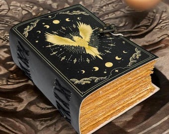 Journal en cuir : impression grimoire du phénix, livre des ombres gothique