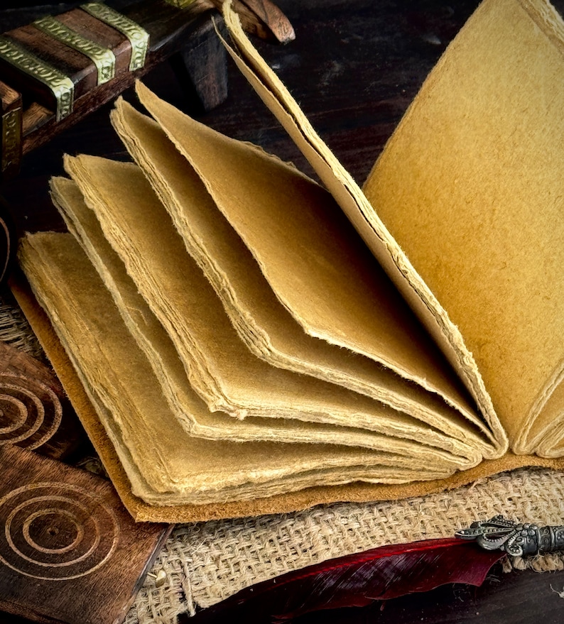 Tree of Life Leather Journal - Handmade Deckle Edge Paper, Book of ...
