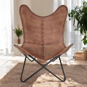 Classic Leather Butterfly Chair, Leather BKF, Living room Luxury, Relaxing Replacement Chair, Accent Patio Furniture, Ascent Chair Gifts