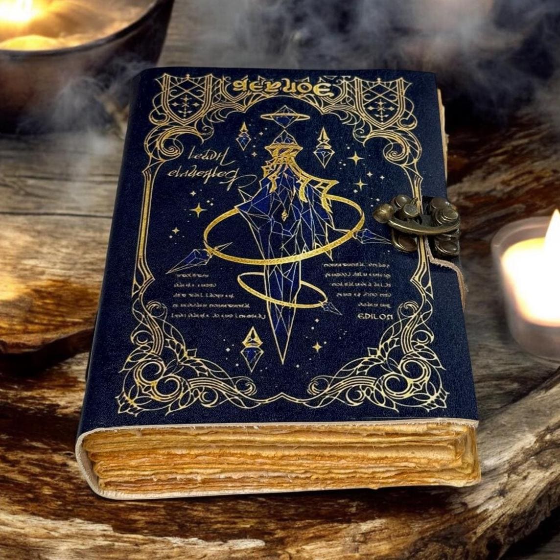 Handmade Leather Grimoire: Antique Deckle Edge Book of Shadows
