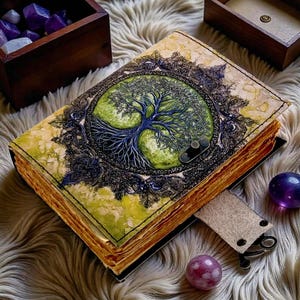 Tree of Life 400 Page Large Grimoire Vintage leather journal, Blank spell book of shadows witchcraft supplies, personalised gifts for Women bild 5