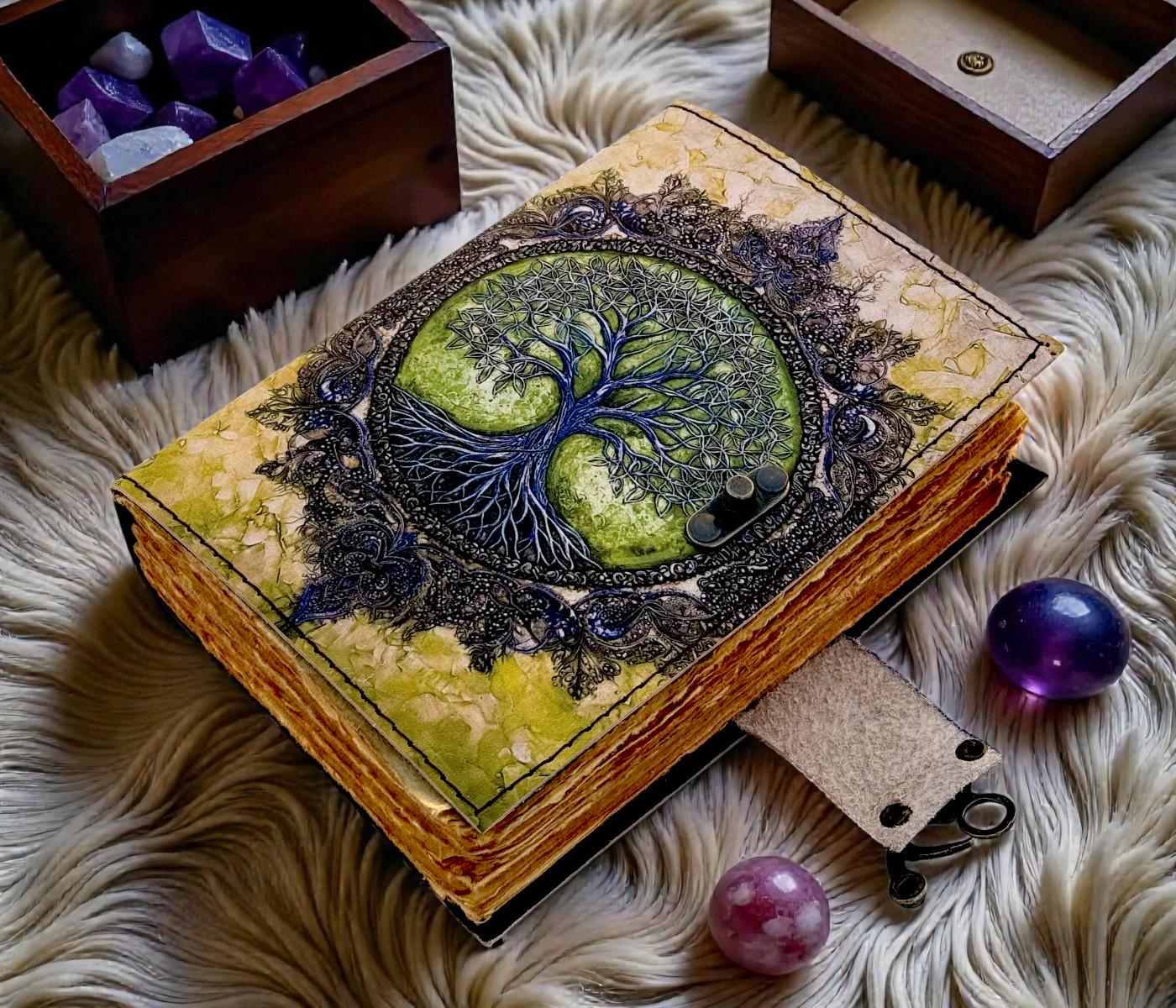 Tree of Life 400 Page Large Grimoire Vintage Leather Journal, Blank ...