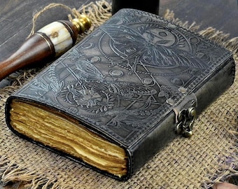 Luna Moth Leather Journal – Deckle Edge Book of Shadows