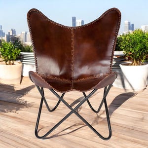 Classic Leather Butterfly Chair, Leather BKF, Living room Luxury, Relaxing Replacement Chair, Accent Patio Furniture, Ascent Chair Gifts